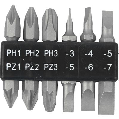 6pc 45mm Double End Bit Set Ph1,2,3 Pz1,2,3 Sl3,4,5,6,7mm